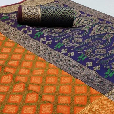 Innovative Orange Colored Festive Wear Woven Patola Silk Saree