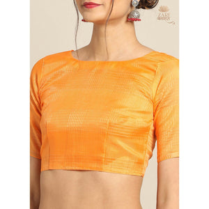 Innovative Peach Colored Casual Wear Floral Printed Linen Saree