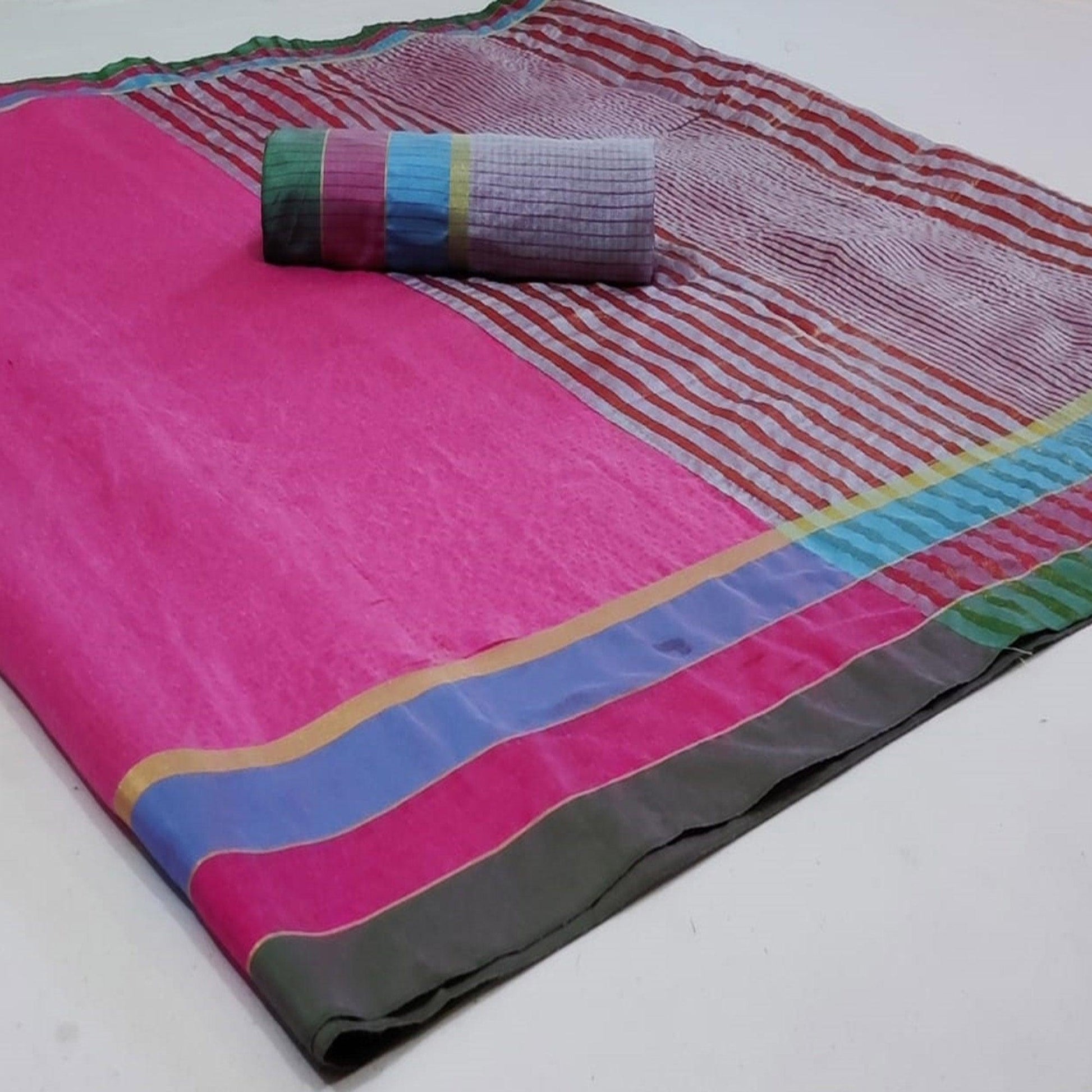 Innovative Pink Colored Festive Wear Woven Cotton Saree