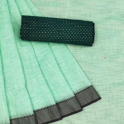 Innovative Rama Colored lining Pattern Casual Wear Cotton Saree