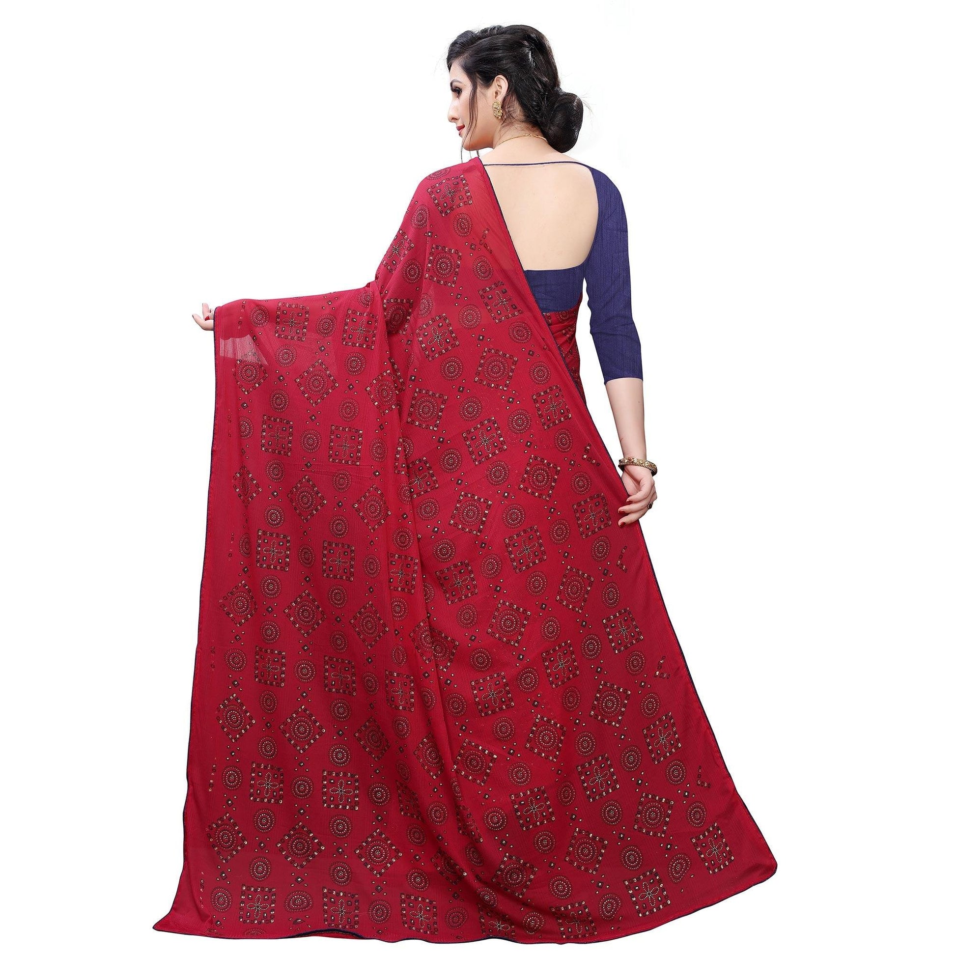 Innovative Red Colored Casual Wear Printed Art Silk Saree