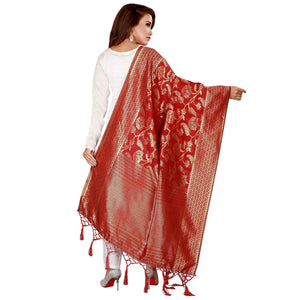 Innovative Red Colored Festive Wear Banarasi Silk Dupatta