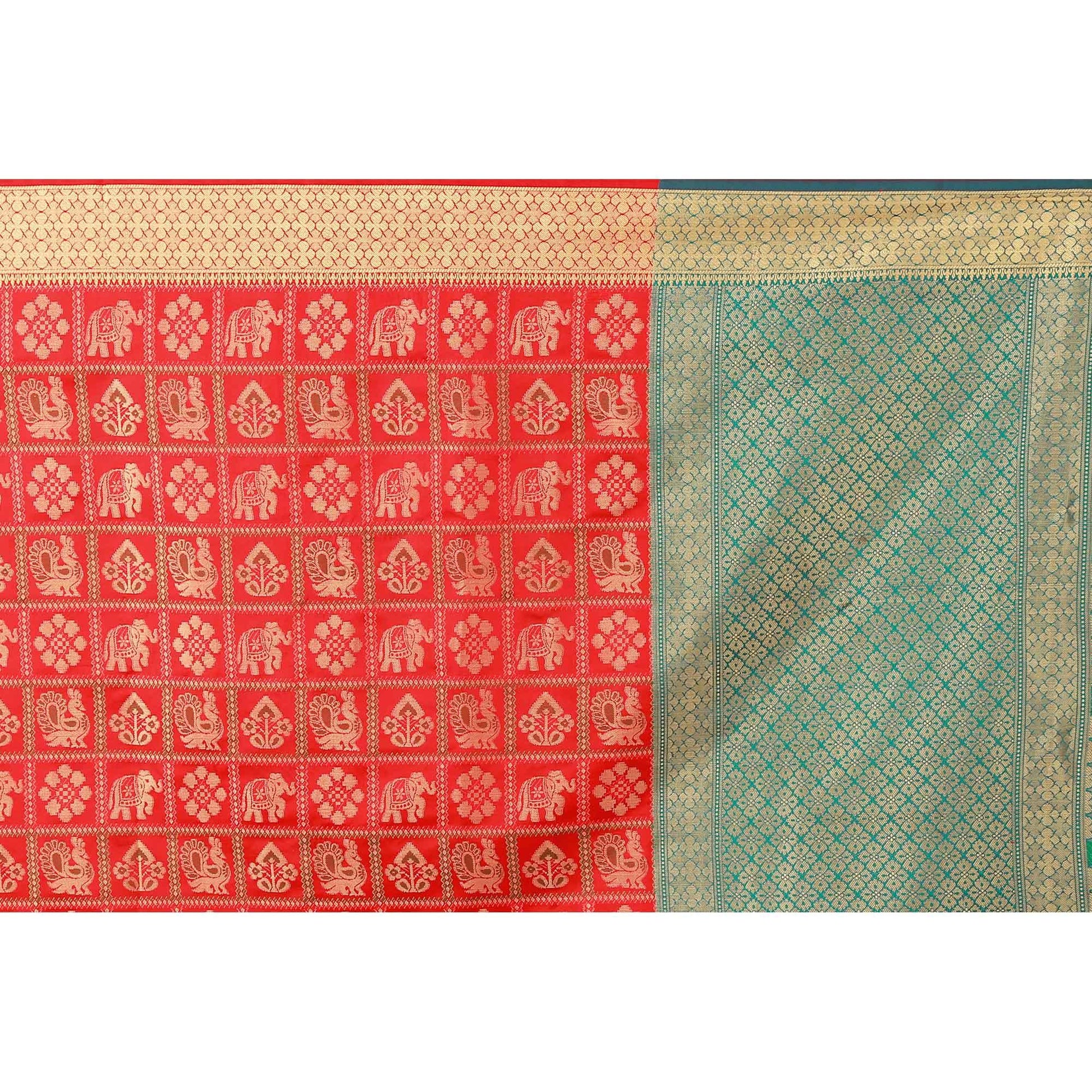 Innovative Red Colored festive Wear silk Saree