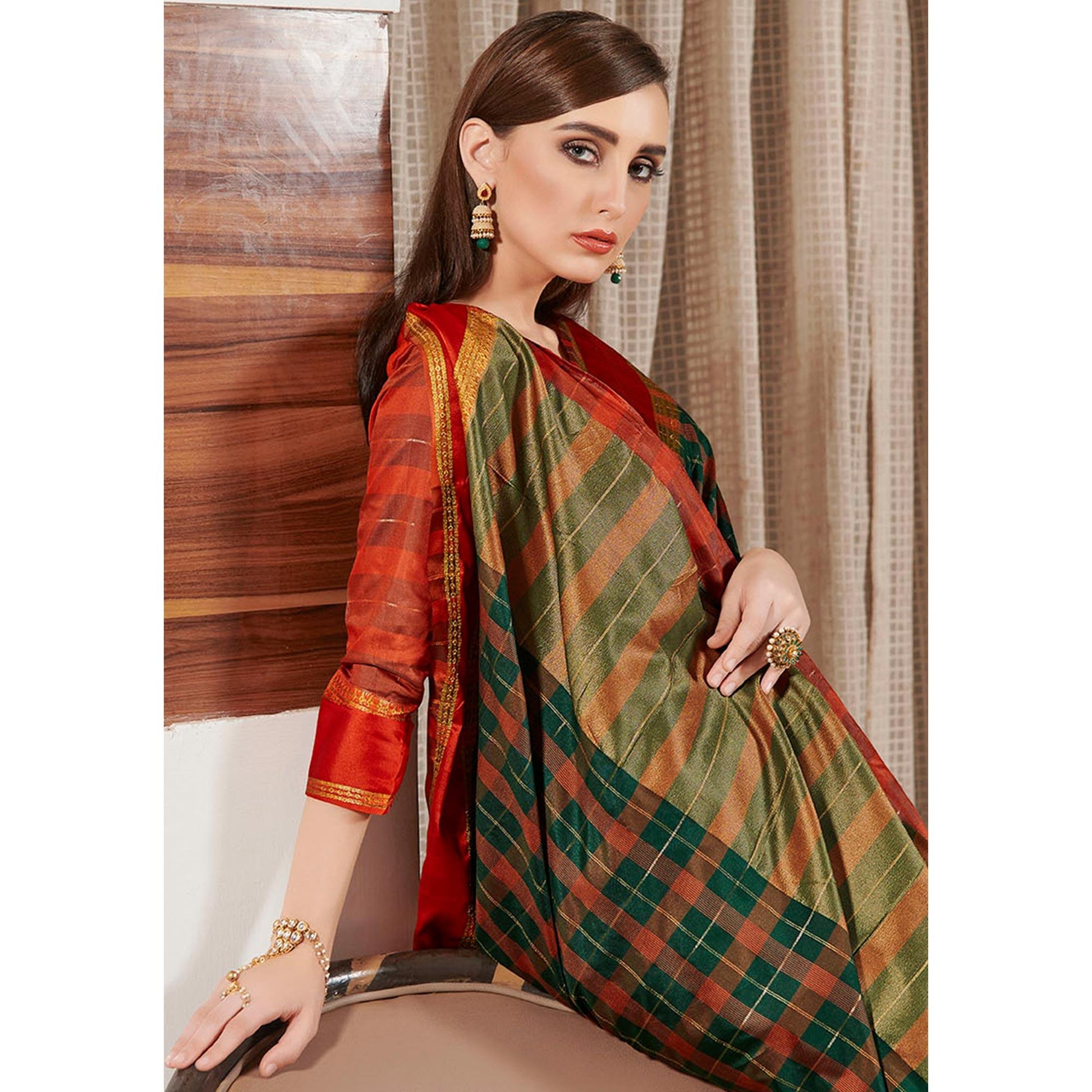 Innovative Turquoise Green Colored Festive Wear Woven Silk Saree