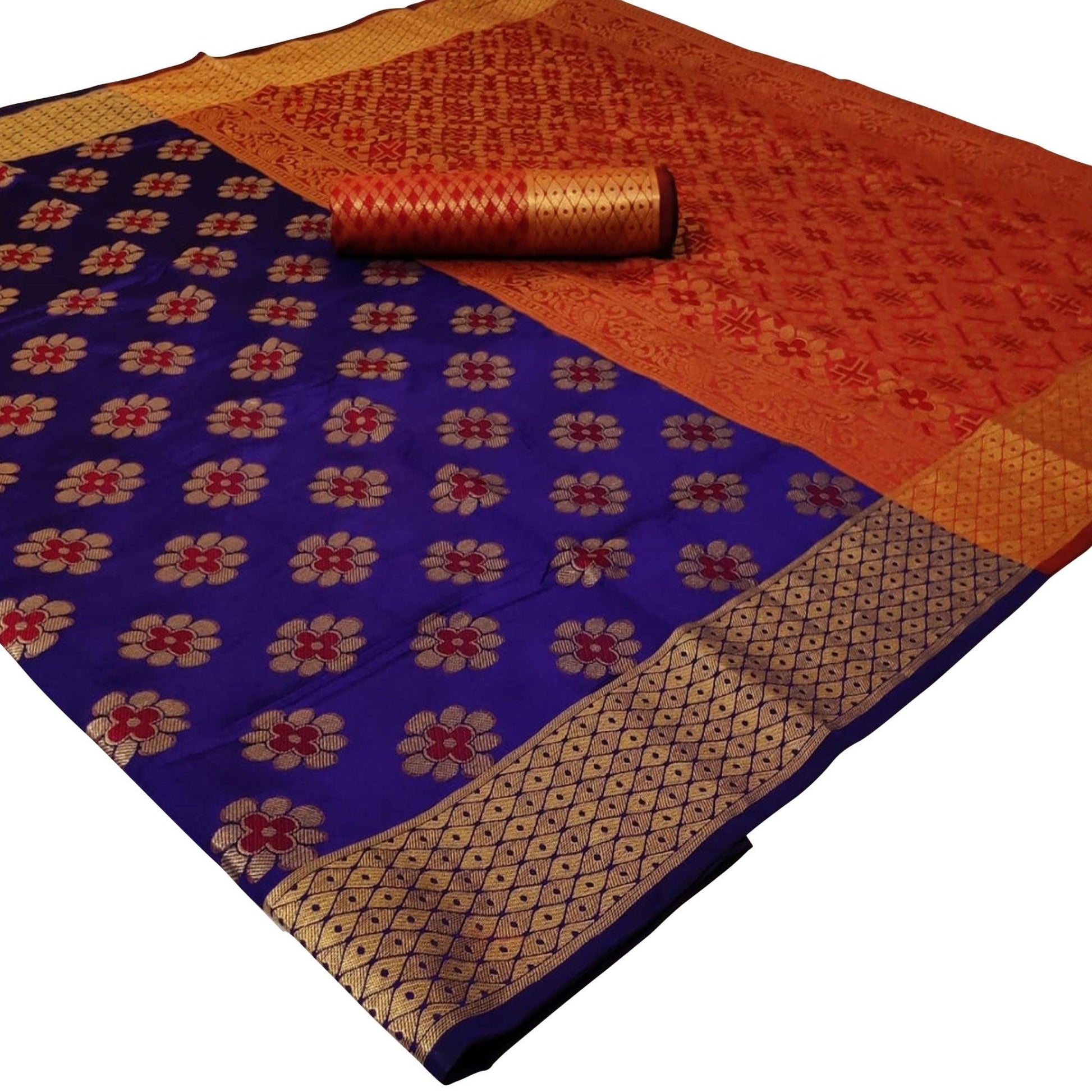 Innovative Violet Colored Festive Wear Woven Silk Saree