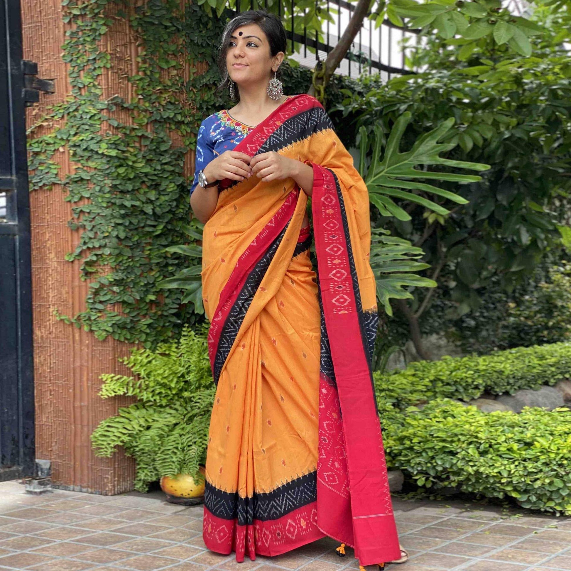 Innovative Yellow Colored Casual Wear Printed Silk Saree