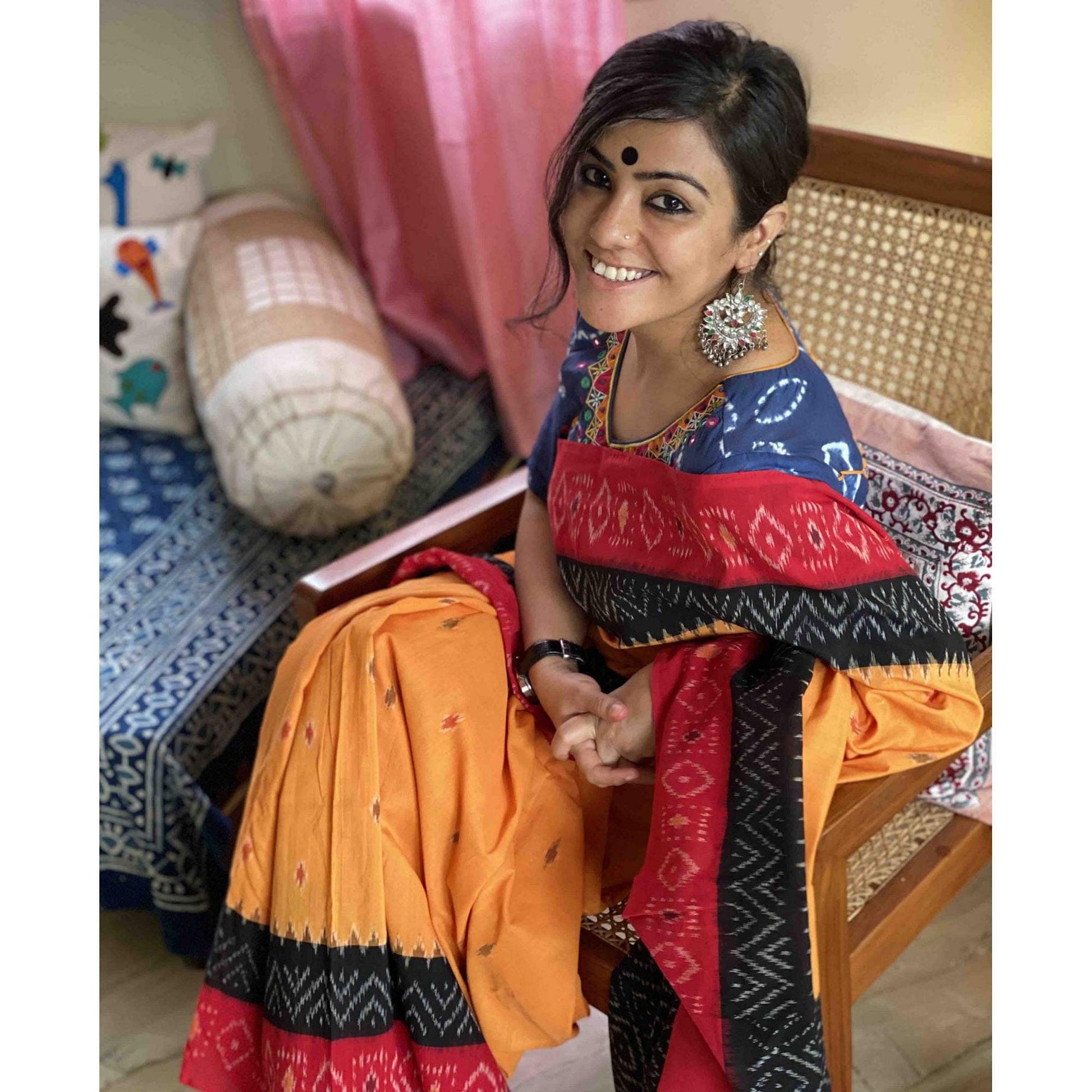 Innovative Yellow Colored Casual Wear Printed Silk Saree