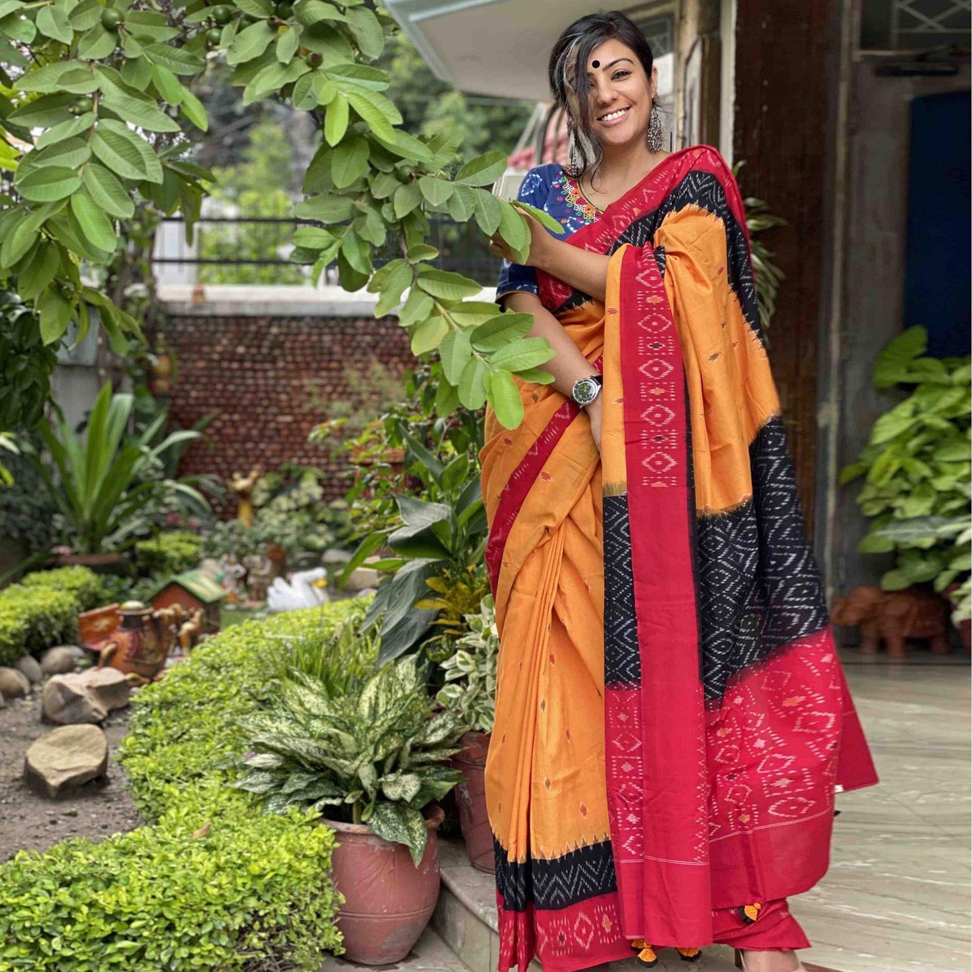 Innovative Yellow Colored Casual Wear Printed Silk Saree