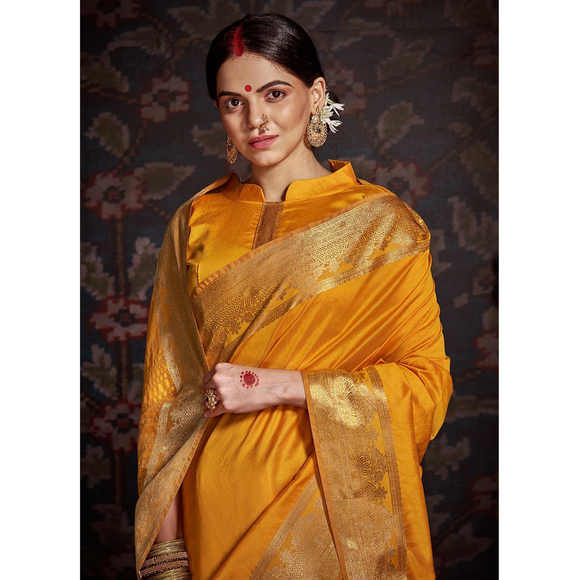 Innovative Yellow Colored Festive Wear Woven Silk Saree