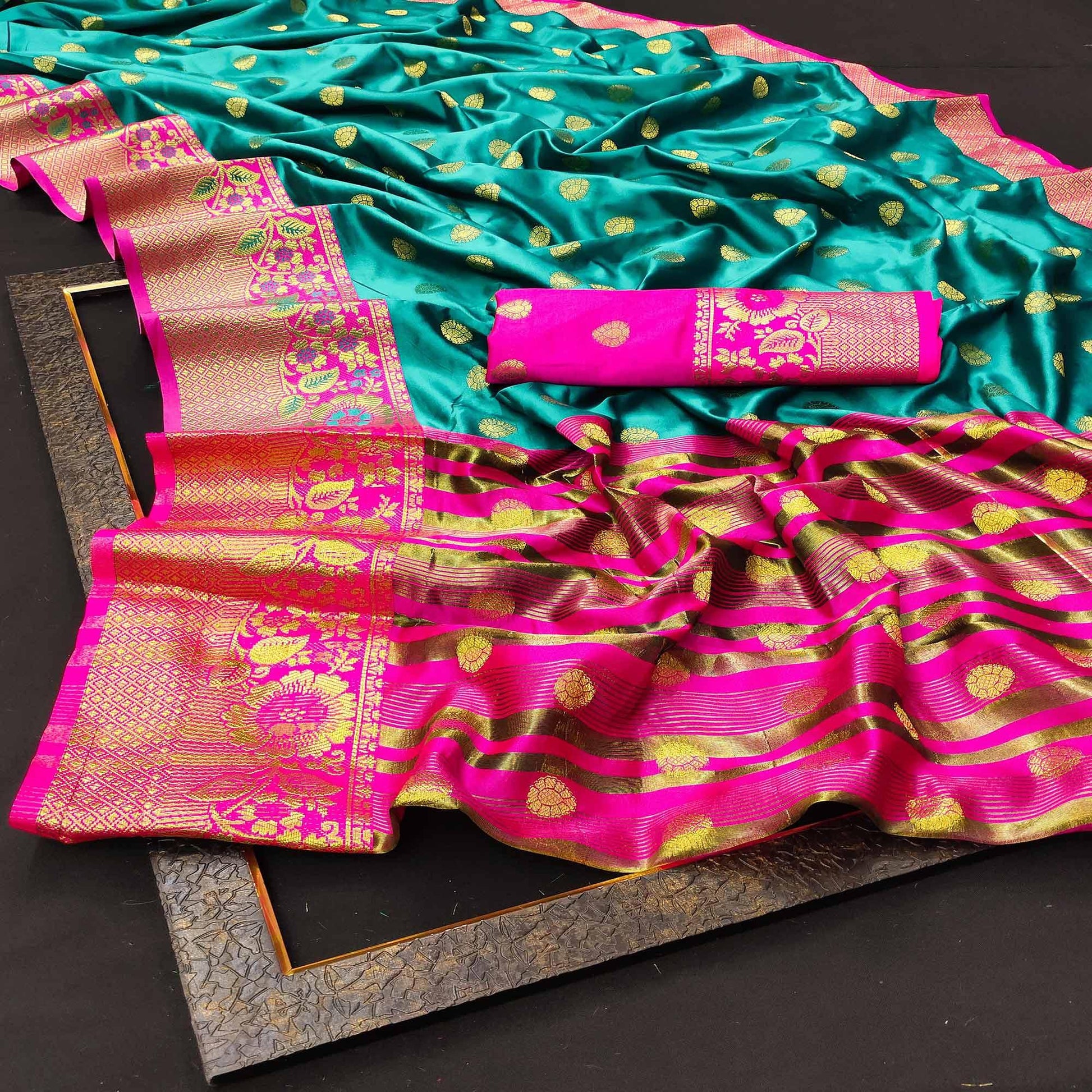 Intricate Blue Colored Festive Wear Woven Kanjivaram Silk Saree