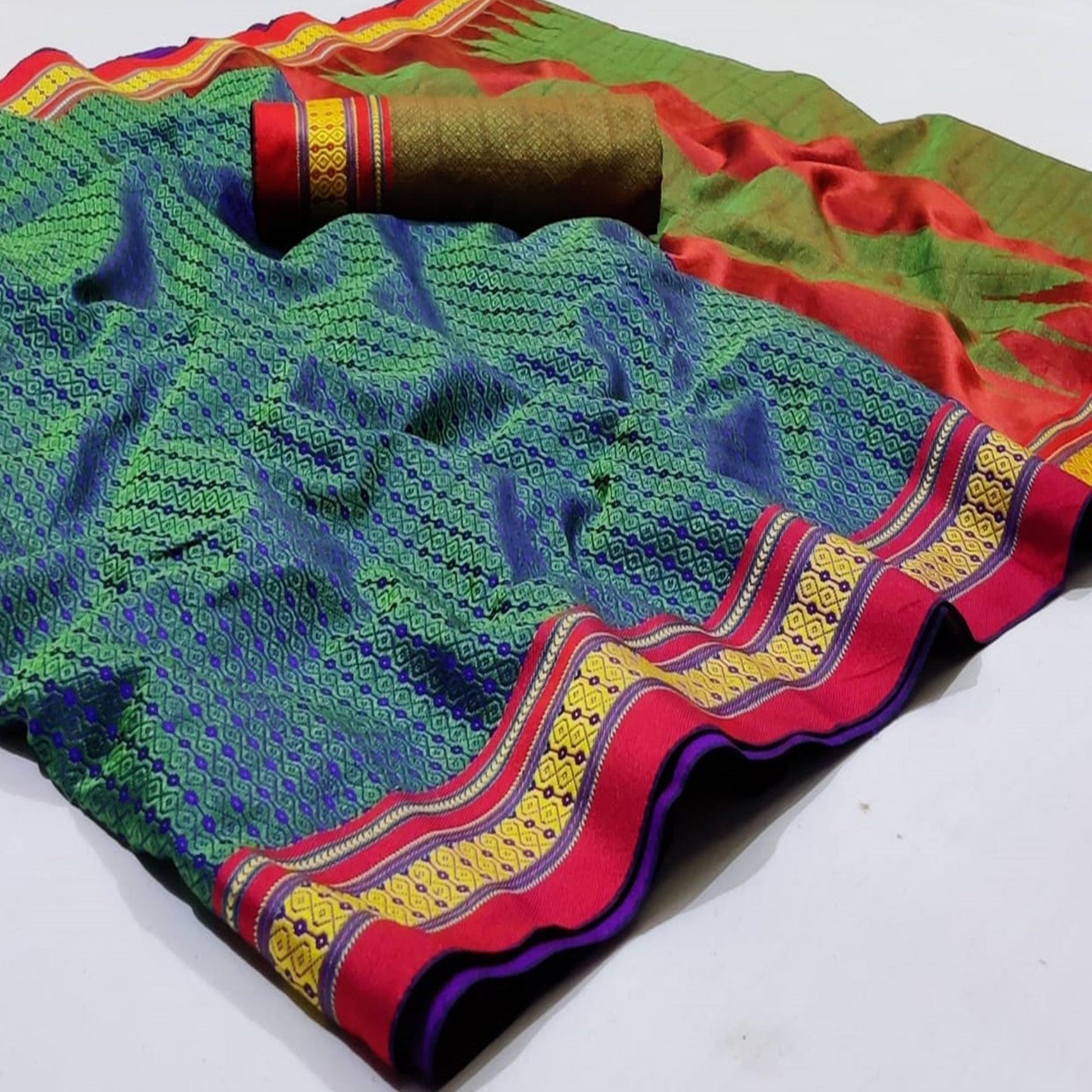 Intricate Blue Colored Festive Wear Woven Silk Saree