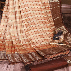 Intricate Brown Colored Festive Wear Woven Banarasi Silk Saree