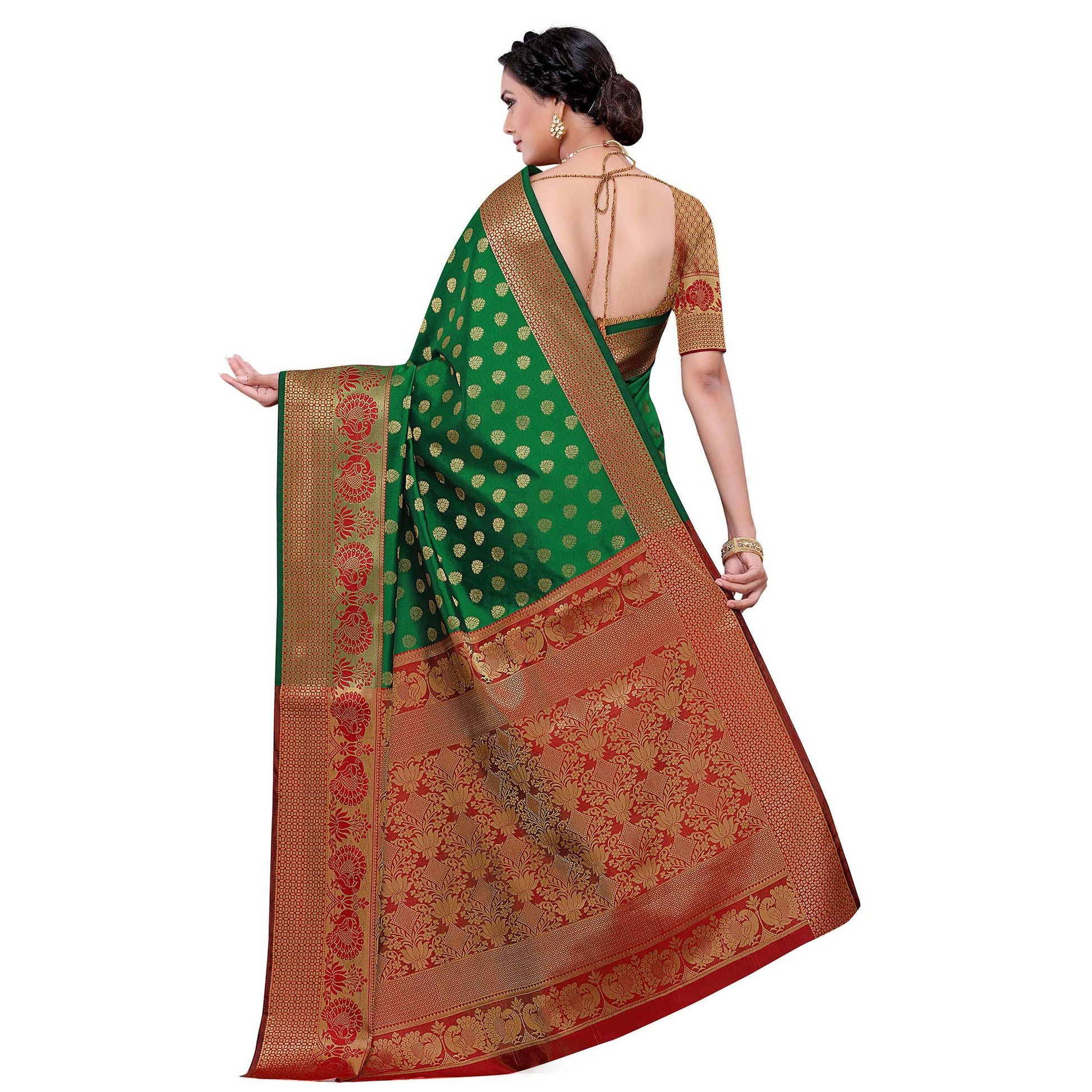 Intricate Dark Green Colored Festive Wear Woven Kota Art Silk Banarasi Saree