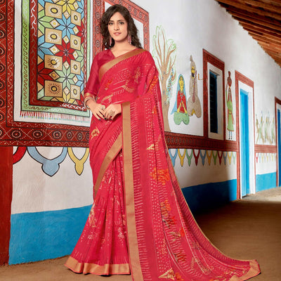 Intricate Gazari Coloured Partywear Printed Brasso Saree