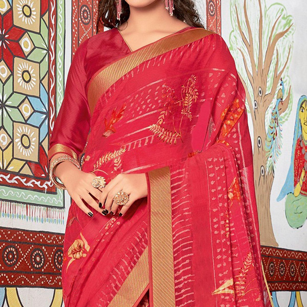 Intricate Gazari Coloured Partywear Printed Brasso Saree