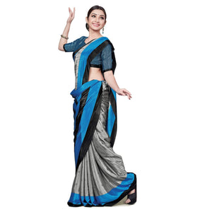 Intricate Grey Colored Casual Wear Printed Crepe Saree