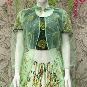 Intricate Off White Coloured Partywear Embroidered Dual Satin Lehenga Choli