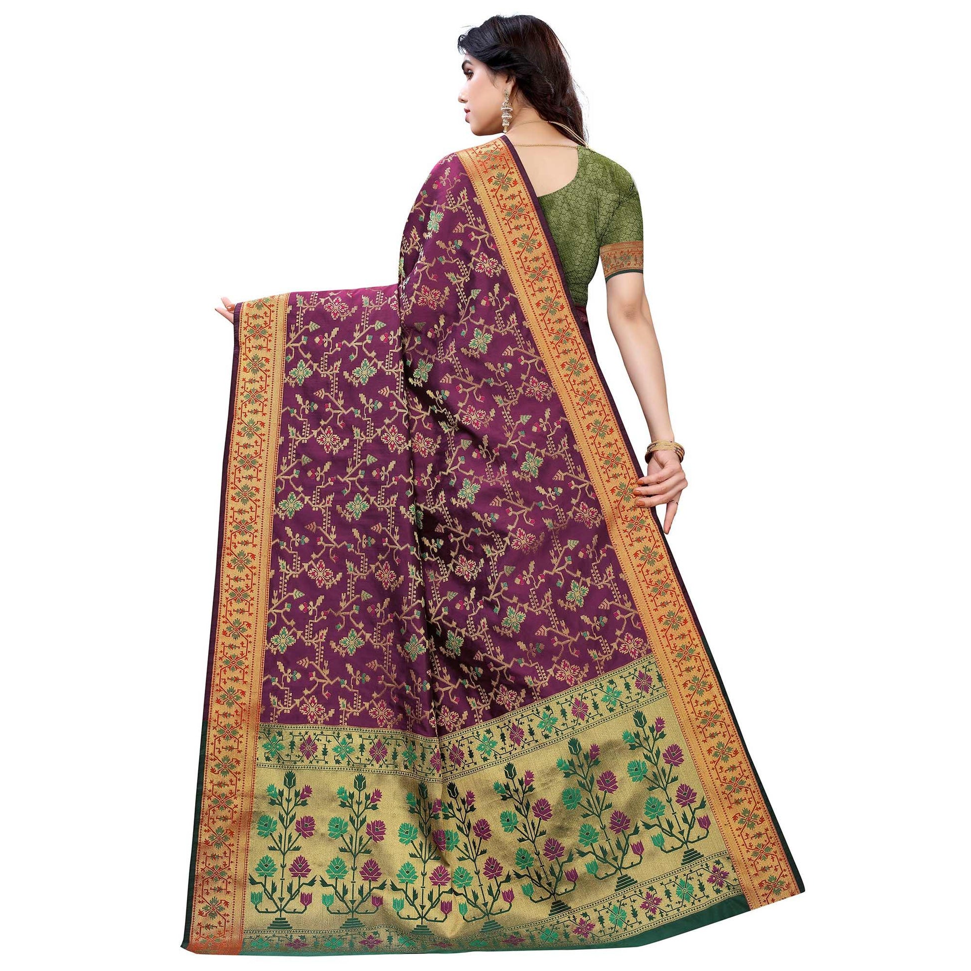 Intricate Purple Colored Festive Wear Woven Silk Saree