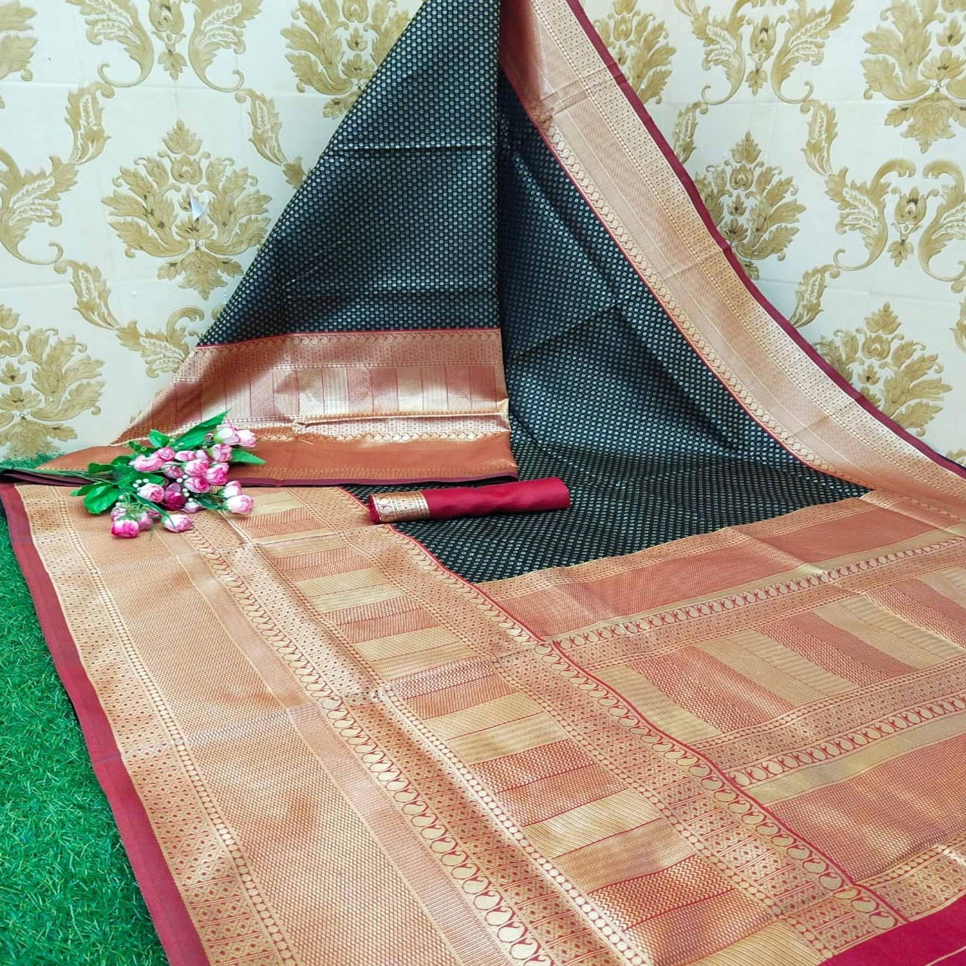Intricate Teal Blue Colored Fetive Wear Woven Heavy Banarasi Silk Saree