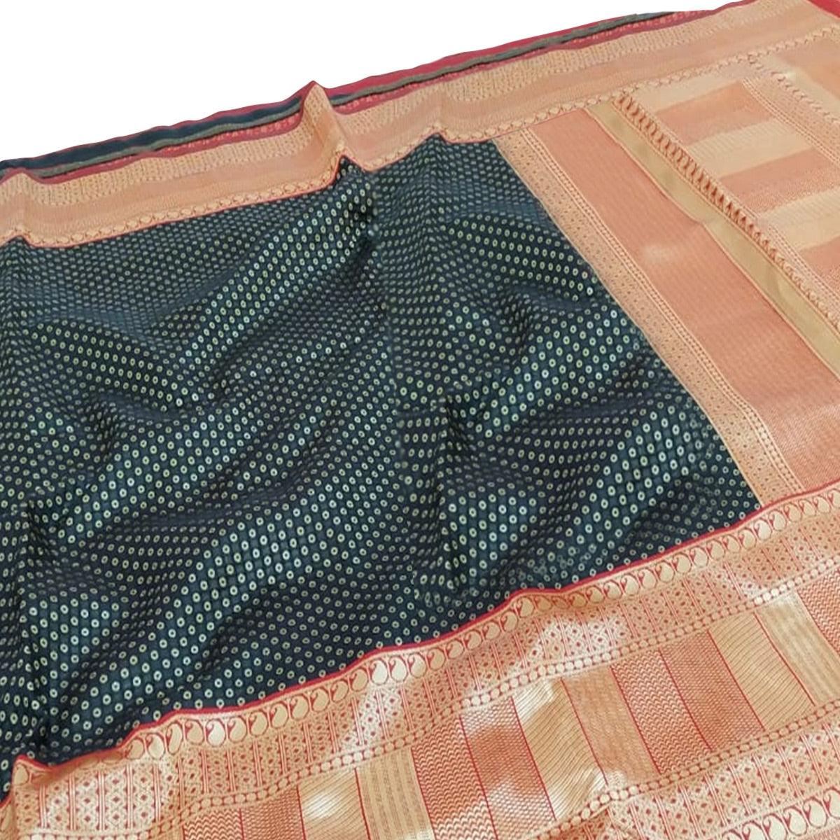 Intricate Teal Blue Colored Fetive Wear Woven Heavy Banarasi Silk Saree