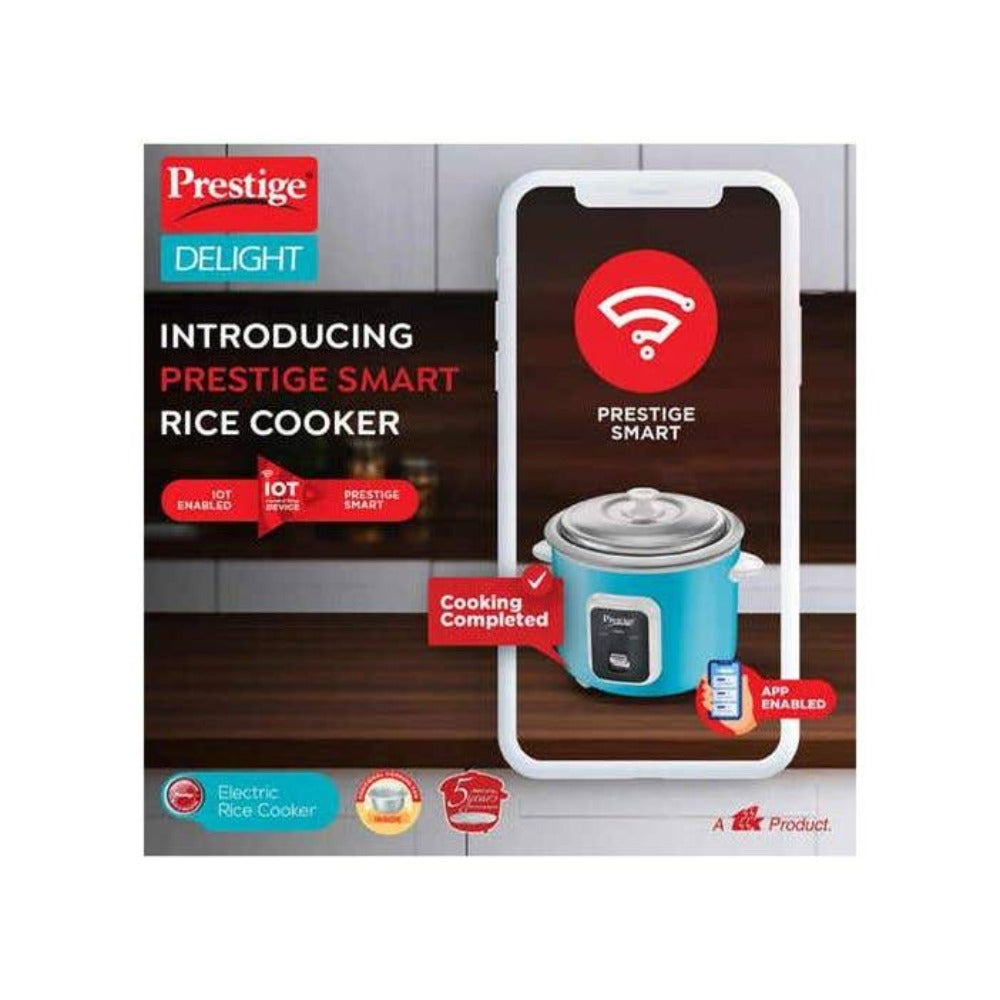 Prestige Delight Smart Internet Enabled 1.8 litre Electric Rice Cooker with Aluminium Cooking Pan  | 700 Watts | Blue
