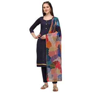 Iris - Navy Blue Casual Zairas Cotton Suit