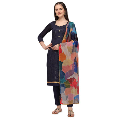 Iris - Navy Blue Casual Zairas Cotton Suit