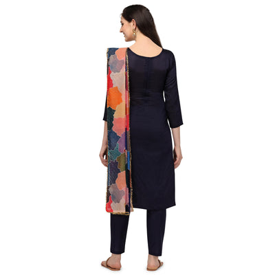 Iris - Navy Blue Casual Zairas Cotton Suit