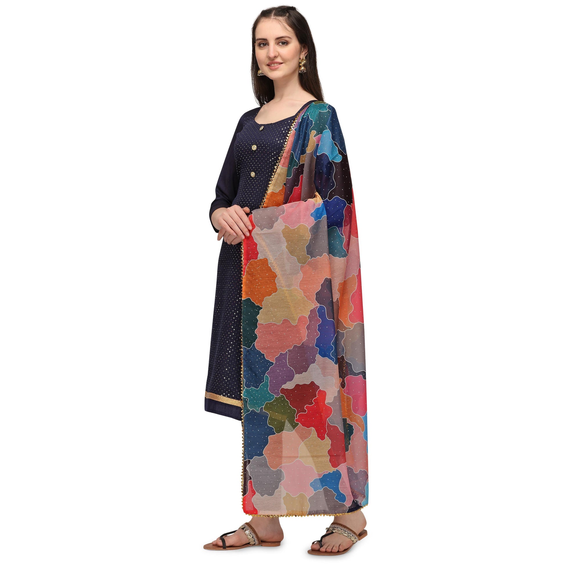 Iris - Navy Blue Casual Zairas Cotton Suit
