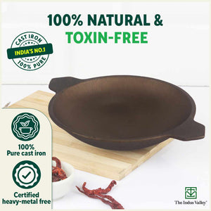 CASTrong Super Smooth Cast Iron Appam Pan/Appachetty, Pre-seasoned, Nonstick, 100% Pure, Toxin-free, 22cm, 1.9kg