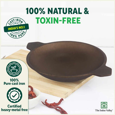 CASTrong Super Smooth Cast Iron Appam Pan/Appachetty, Pre-seasoned, Nonstick, 100% Pure, Toxin-free, 22cm, 1.9kg