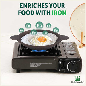 CASTrong Cast Iron Appam Pan/Appachetty, Glass Lid, Pre-seasoned, Nonstick, 100% Pure, Toxin-free, Induction, 22cm, 1.5kg