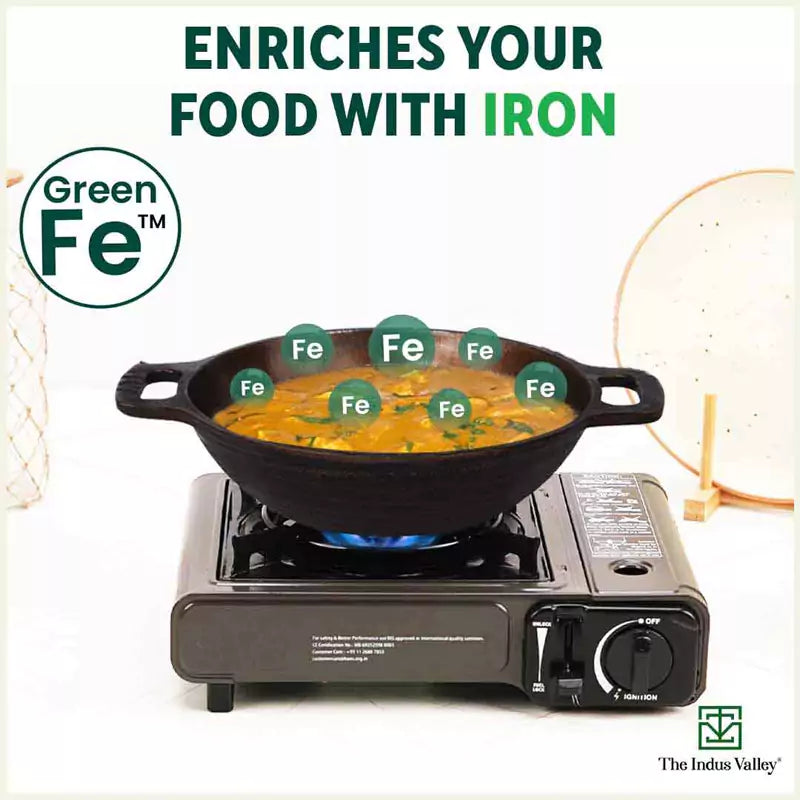 Super Smooth Cast Iron Kadai+ Free ₹400 TadkaPan,Pre-seasoned, Nonstick, 100% Pure, Toxin-free, 25.4cm, 2.5L, 2.4kg