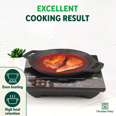 CASTrong Cast Iron Fish Fry Pan, Pre-seasoned, Nonstick, 100% Pure, Toxin-free, Induction, 22.4/25cm, 1.5kg/2kg