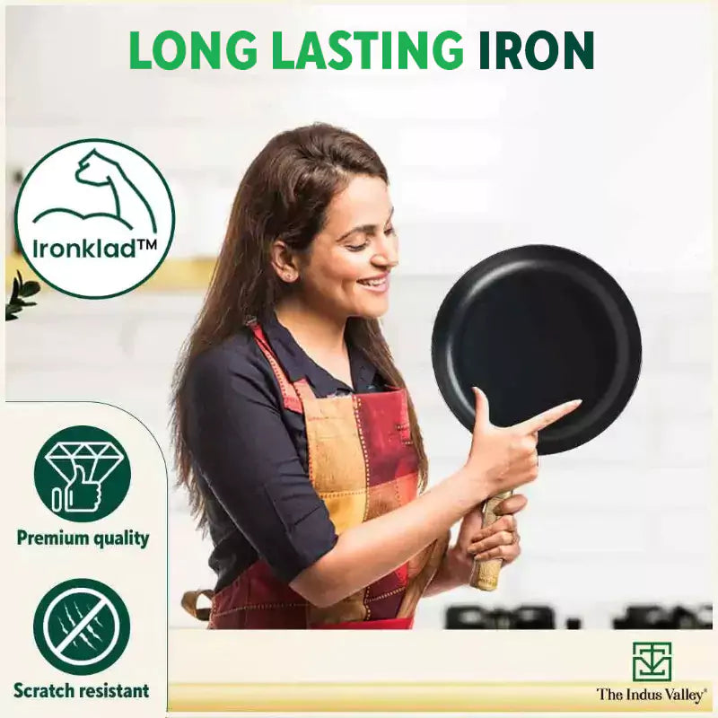 100% Pure Iron Cookware Set: Free ₹799 Kadai+ Tawa+ Fry Pan+ Wok, Toxin-free Sheet Iron, Pre-seasoned, Induction & Gas, Kitchen Set for Home
