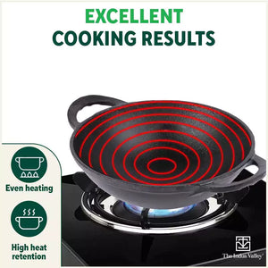CASTrong Cast Iron Kadai+ Free ₹110 Spatula, Pre-seasoned, Nonstick, 100% Pure, Toxin-free, 25.2cm, 2.2L, 2.37kg