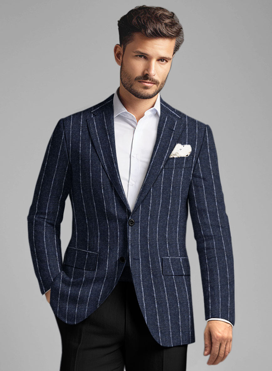 Maestro Lumel Silver Stripe Linen Wool Silk Jacket