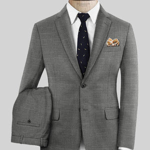Italian Murano Mini Houndstooth Gray Wool Linen Suit