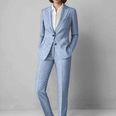 Women's Italian Sky Blue Linen Suit