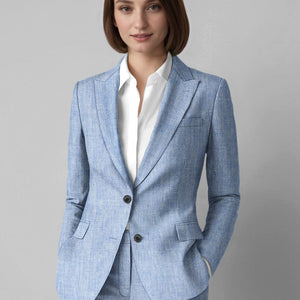 Women's Italian Sky Blue Linen Suit