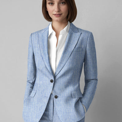 Women's Italian Sky Blue Linen Suit
