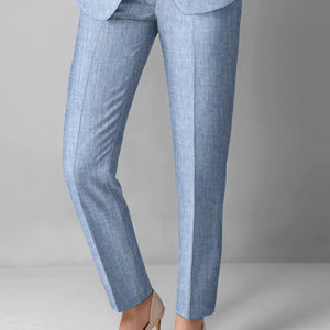 Women's Italian Sky Blue Linen Suit