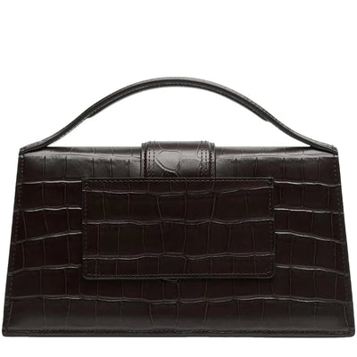 Jacquemus Large Bambino Black Crocodile Crossbody Bag
