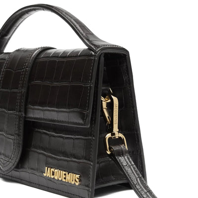 Jacquemus Large Bambino Black Crocodile Crossbody Bag