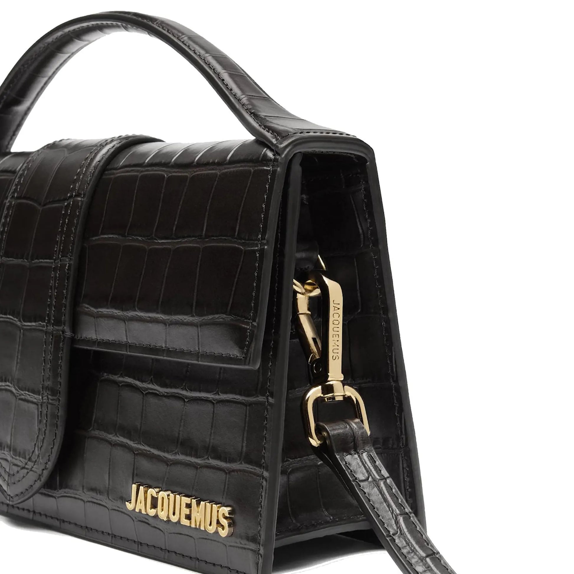 Jacquemus Large Bambino Black Crocodile Crossbody Bag