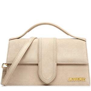 Jacquemus Large Bambino Dark Beige Suede Crossbody Bag