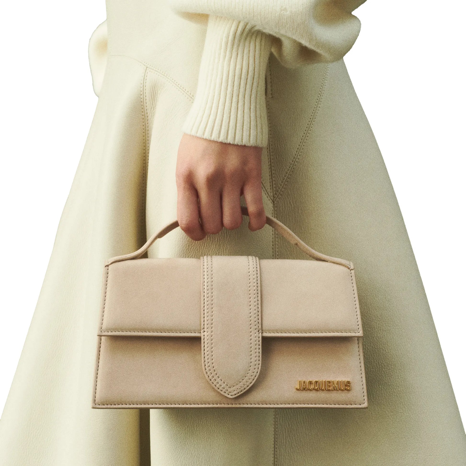 Jacquemus Large Bambino Dark Beige Suede Crossbody Bag
