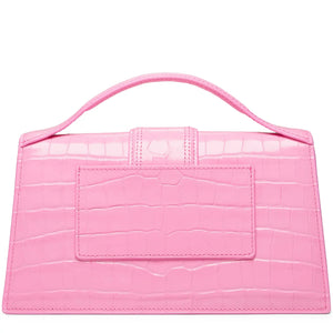 Jacquemus Large Bambino Pink Crocodile Crossbody Bag