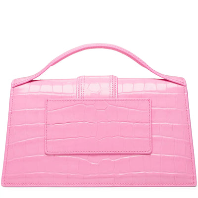 Jacquemus Large Bambino Pink Crocodile Crossbody Bag