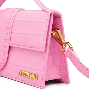Jacquemus Large Bambino Pink Crocodile Crossbody Bag